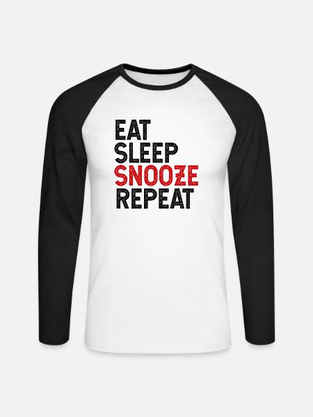Eat Sleep Snooze Repeat - Unisex Baseballshirt langarm - Weiß/Schwarz