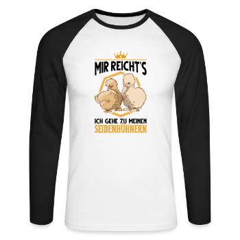 Seidenhuhn Züchter Seidenhühner Silkie Huhn - Unisex Baseballshirt langarm - Weiß/Schwarz - Vorne - Nik (191cm)