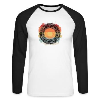 Lindy Hop Vintage - Unisex Baseballshirt langarm - Weiß/Schwarz - Vorne - Nik (191cm)