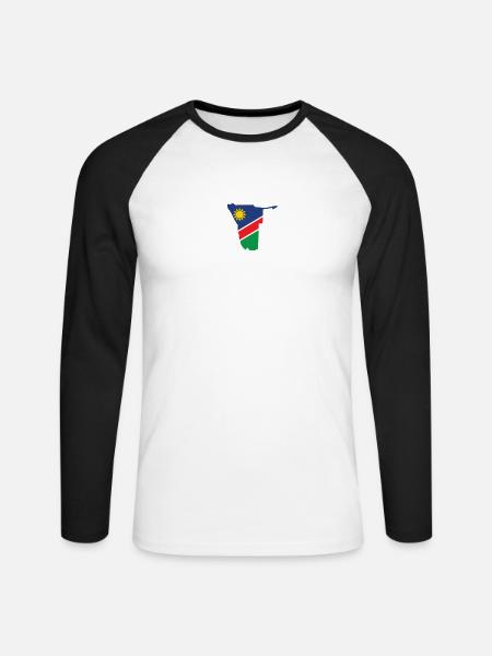 Namibia Herzschlag Flagge Vintage Namibia - Unisex Baseballshirt langarm - Weiß/Schwarz