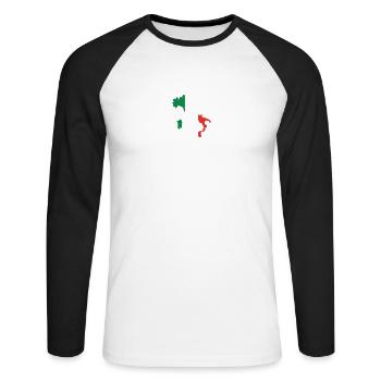 Italie Herzschlag Flagge Vintage Italie - T-shirt baseball manches longues Homme - blanc/noir - Devant - Nik (191cm)