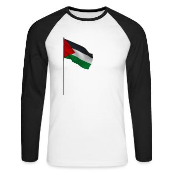 My Heart Beats For Palestine Fun Gift - Unisex Long Sleeve Baseball T-Shirt - white/black - Front - Nik (191cm)