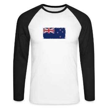 New Zealand Heartbeat Flag Vintage New Zealand - T-shirt baseball manches longues Homme - blanc/noir - Devant - Nik (191cm)