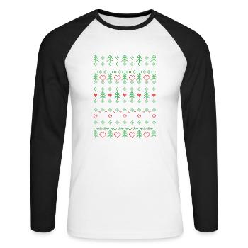 Ornament Pullover hässlicher Pullover - Unisex Baseballshirt langarm - Weiß/Schwarz - Vorne - Nik (191cm)