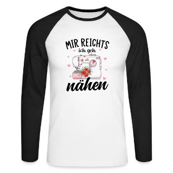 Näherin Geschenk Näherinnen Schneiderinnen - Unisex Baseballshirt langarm - Weiß/Schwarz - Vorne - Nik (191cm)