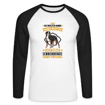 Großer Schweizer Sennenhund Personal - Unisex Baseballshirt langarm - Weiß/Schwarz - Vorne - Nik (191cm)