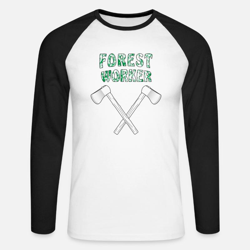 AXT FOREST WORKER - Unisex Baseballshirt langarm - Weiß/Schwarz