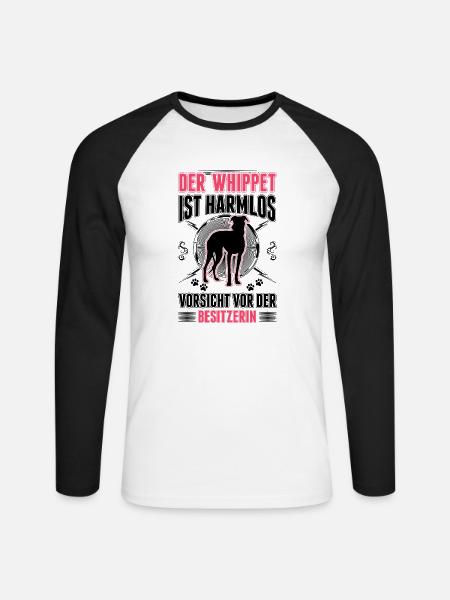Whippet Besitzerin Windhund Sighthound - Unisex Baseballshirt langarm - Weiß/Schwarz