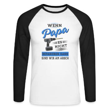 Papa Vater reparieren Heimwerker Werkzeug - Unisex Baseballshirt langarm - Weiß/Schwarz - Vorne - Nik (191cm)