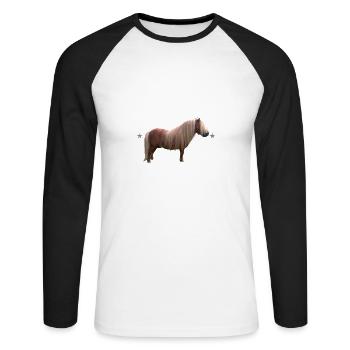 Schön Schöner Mein Shetland Pony - Unisex Baseballshirt langarm - Weiß/Schwarz - Vorne - Nik (191cm)