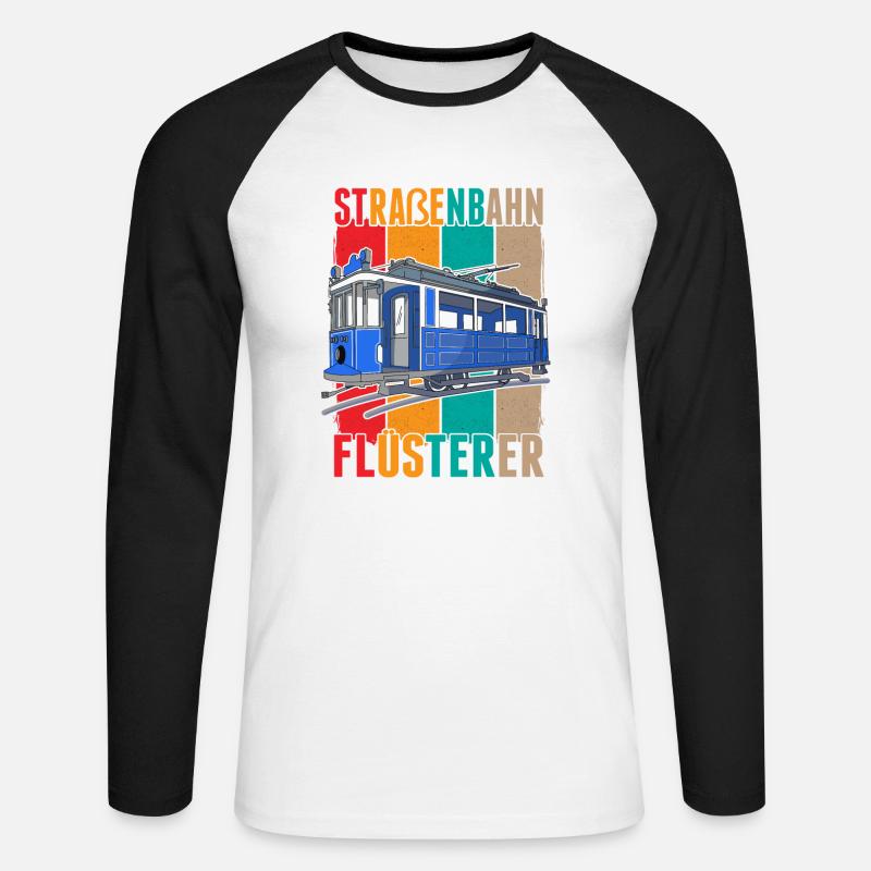 Straßenbahn Flüsterer Straßenbahnfahrer S-Bahn - Unisex Baseballshirt langarm - Weiß/Schwarz