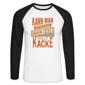 Lustige Sprüche Büro Baustelle Kann man so machen - Unisex Baseballshirt langarm - Weiß/Schwarz - Vorne - Nik (191cm)