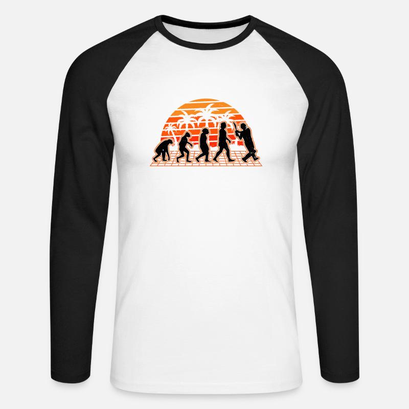 Cricket Evolution Sunset Cricketer - Unisex Long Sleeve Baseball T-Shirt - white/black