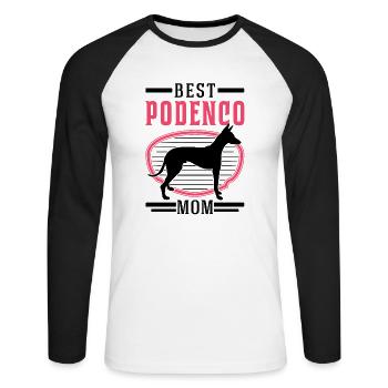 Meilleur Podenco Maman Podenco Canario - T-shirt baseball manches longues Homme - blanc/noir - Devant - Nik (191cm)