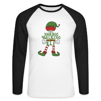 La tenue de famille de Noël des elfes de marche nordique - T-shirt baseball manches longues Homme - blanc/noir - Devant - Nik (191cm)