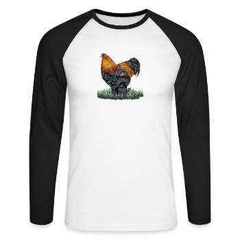 Brahma ChickenS I Chicken Poultry Motif pour - T-shirt baseball manches longues Homme - blanc/noir - Devant - Nik (191cm)