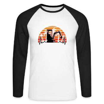 Excavator Operator Heartbeat Retro Excavator Excavator Driver - Unisex Long Sleeve Baseball T-Shirt - white/black - Front - Nik (191cm)