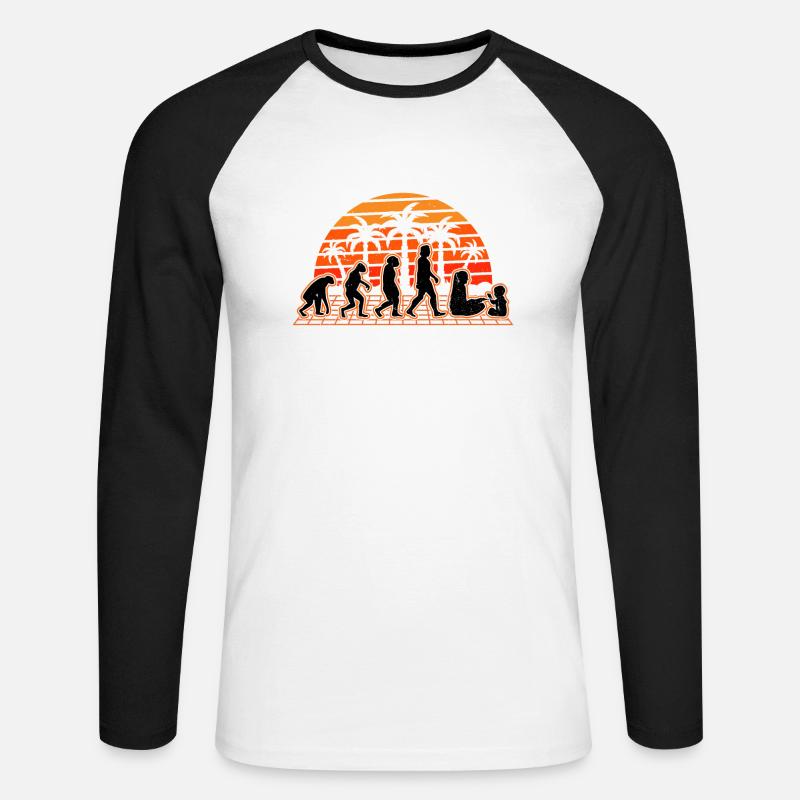 Kindergärtnerin Evolution Sunset Kindergarten - Unisex Baseballshirt langarm - Weiß/Schwarz