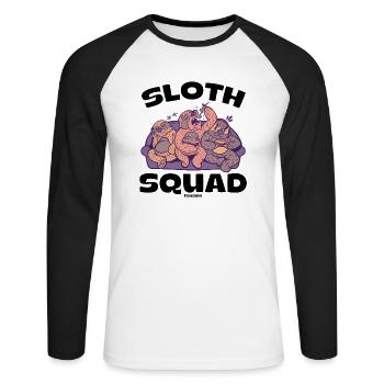 Sloth Squad - Unisex Baseballshirt langarm - Weiß/Schwarz - Vorne - Nik (191cm)