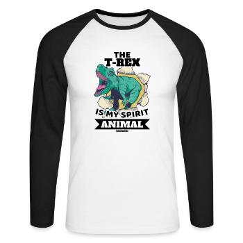 The T-Rex Is My Spirit Animal - Unisex Long Sleeve Baseball T-Shirt - white/black - Front - Nik (191cm)