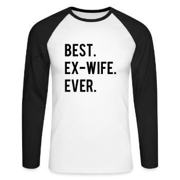 Beste Ex-Ehefrau Aller Zeiten - Scheidung Party - Unisex Baseballshirt langarm - Weiß/Schwarz - Vorne - Nik (191cm)