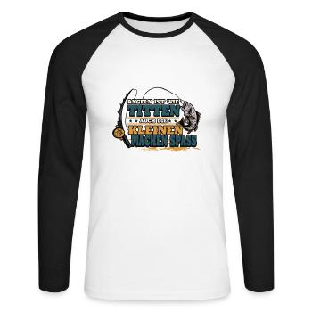 Angeln ist wie Titten auch die kleinen machen spaß - Unisex Baseballshirt langarm - Weiß/Schwarz - Vorne - Nik (191cm)