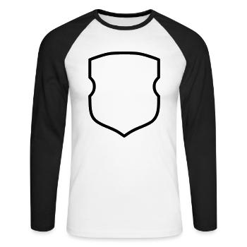 Wappen - Umriss - Unisex Baseballshirt langarm - Weiß/Schwarz - Vorne - Nik (191cm)