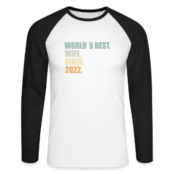 Best Wife since 2022 1st Wedding Anniversary - Unisex Long Sleeve Baseball T-Shirt - white/black - Front - Nik (191cm)