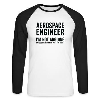 Just Explaining - Aerospace Engineer - Unisex Long Sleeve Baseball T-Shirt - white/black - Front - Nik (191cm)