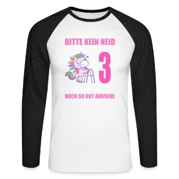 3 Jahre verheiratet lustig 3. Hochzeitstag - Unisex Baseballshirt langarm - Weiß/Schwarz - Vorne - Nik (191cm)