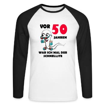 50.Ehrentag 50. Jubiläum Club der alten Säcke 50 - Unisex Baseballshirt langarm - Weiß/Schwarz - Vorne - Nik (191cm)