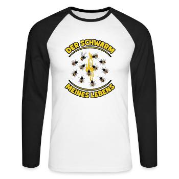 lustige und witzige Imker Geschenke Imkereibedarf - Unisex Baseballshirt langarm - Weiß/Schwarz - Vorne - Nik (191cm)