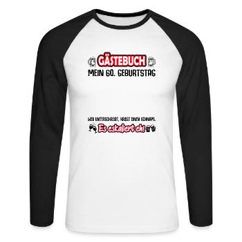 60 Geburtstag 60 Ehrentag Geschenk Mann Frau Fun - Unisex Baseballshirt langarm - Weiß/Schwarz - Vorne - Nik (191cm)