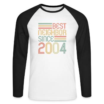 Best neighbor since 2004 Nachbarn Nachbar - Unisex Baseballshirt langarm - Weiß/Schwarz - Vorne - Nik (191cm)