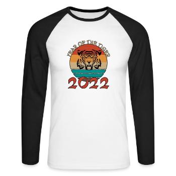 Year Of The Tiger 2022 Chinesisches Neujahr 2022 - Unisex Baseballshirt langarm - Weiß/Schwarz - Vorne - Nik (191cm)