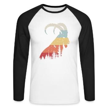 Steinbock - Unisex Baseballshirt langarm - Weiß/Schwarz - Vorne - Nik (191cm)