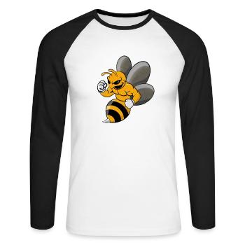 wasp cool design - Unisex Long Sleeve Baseball T-Shirt - white/black - Front - Nik (191cm)
