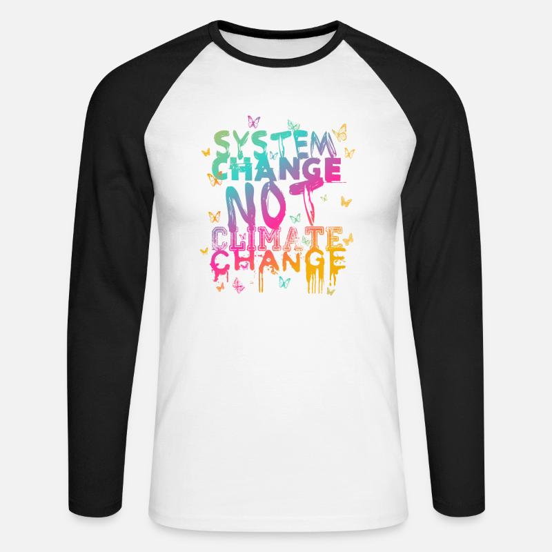 System Change - not Climate Change - Unisex Baseballshirt langarm - Weiß/Schwarz