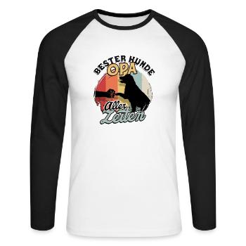 Bester Hunde Opa Aller Zeiten Hundeopa Geschenk - Unisex Baseballshirt langarm - Weiß/Schwarz - Vorne - Nik (191cm)