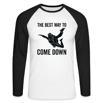 La meilleure façon de descendre - Parachute - T-shirt baseball manches longues Homme - blanc/noir - Devant - Nik (191cm)