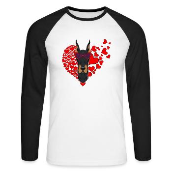 Doberman Lover I Dog Lover I Doberman - Unisex Long Sleeve Baseball T-Shirt - white/black - Front - Nik (191cm)