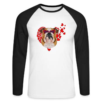 Deutsch Bulldog Lover I Dog Lover I Deutsch - T-shirt baseball manches longues Homme - blanc/noir - Devant - Nik (191cm)