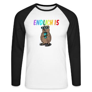 15 Geburtstag Fun Geschenk lustig 15. Ehrentag - Unisex Baseballshirt langarm - Weiß/Schwarz - Vorne - Nik (191cm)