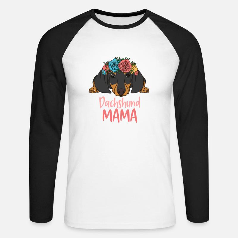 DACKEL MAMA - Unisex Baseballshirt langarm - Weiß/Schwarz