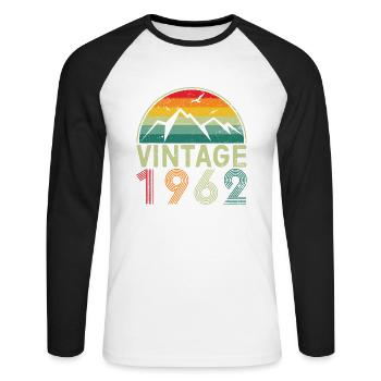 Jahrgang 1962 Jahrgang 1962 60. Geburtstag Funny Clas - Unisex Baseballshirt langarm - Weiß/Schwarz - Vorne - Nik (191cm)