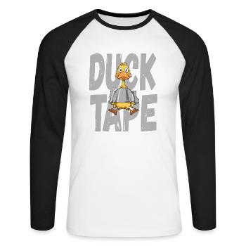 Ruban adhésif de canard pour hommes et femmes - T-shirt baseball manches longues Homme - blanc/noir - Devant - Nik (191cm)