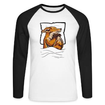 Schlafender Fuchs im Bett - Unisex Baseballshirt langarm - Weiß/Schwarz - Vorne - Nik (191cm)