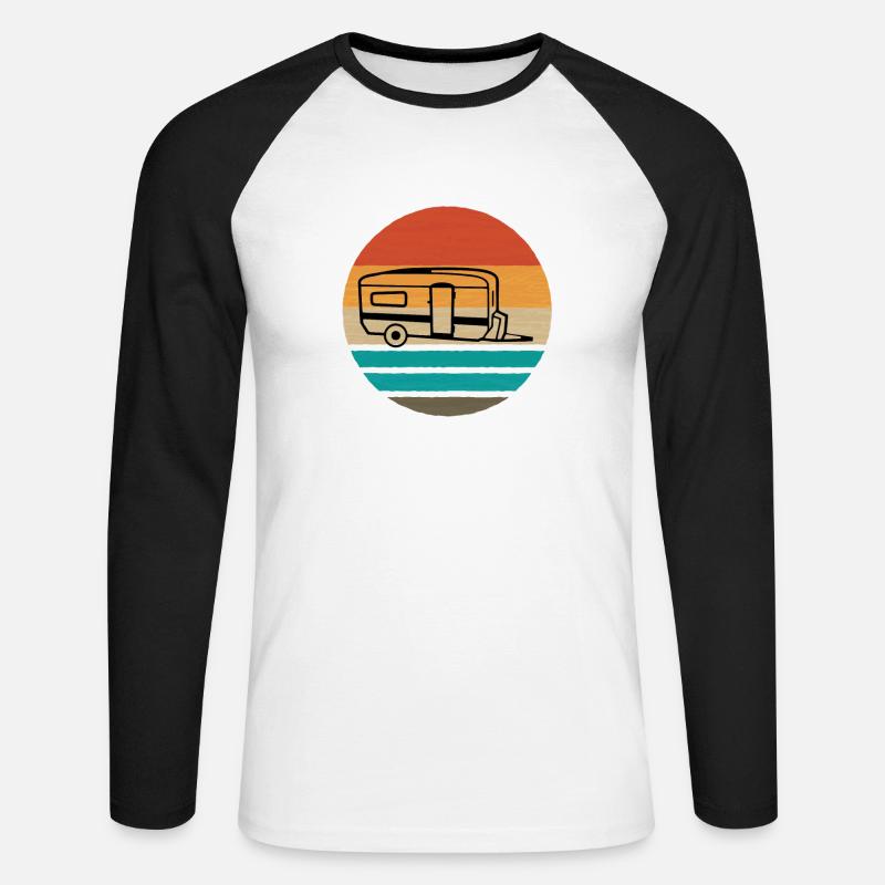 Caravan Camping Fun Camping - Unisex Long Sleeve Baseball T-Shirt - white/black