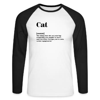 Définition chat - T-shirt baseball manches longues Homme - blanc/noir - Devant - Nik (191cm)