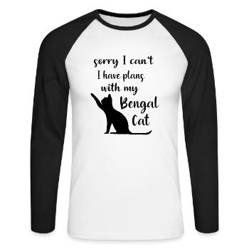 Bengal Cat Kitten Pussy Mieze Saying Gift - Unisex Long Sleeve Baseball T-Shirt - white/black - Front - Nik (191cm)